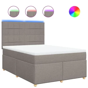 Boxspring met matras stof taupe 140×200 cm