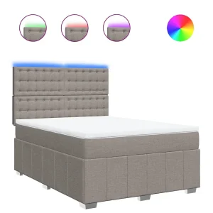 Boxspring met matras stof taupe 140×200 cm