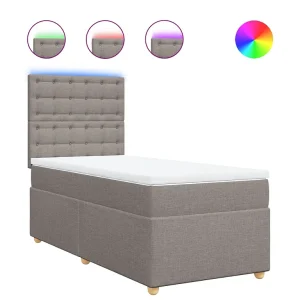 Boxspring met matras stof taupe 80×200 cm Boxspring met matras stof taupe 80×200 cm