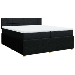 Boxspring met matras stof zwart 200×200 cm Boxspring met matras stof zwart 200×200 cm