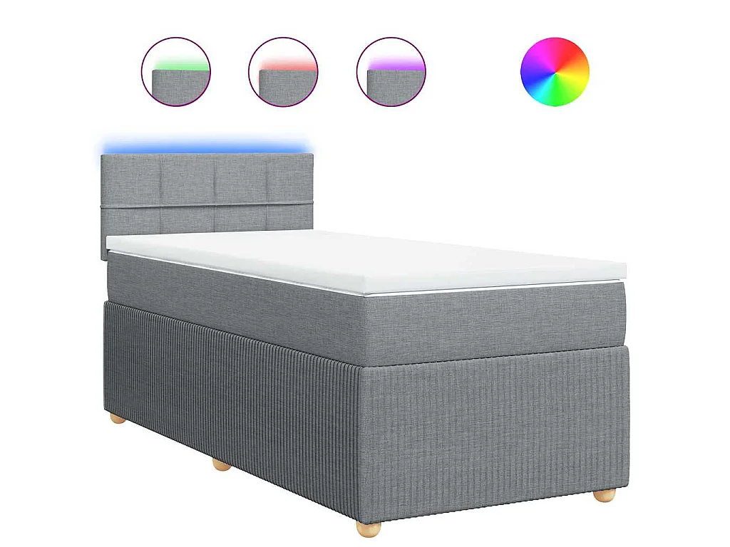 Boxspring met matras stof lichtgrijs 90x190 cm