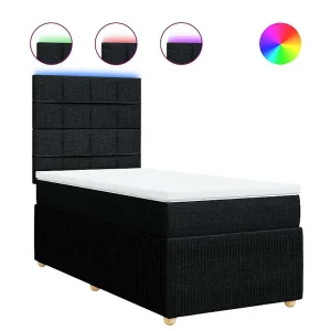 Boxspring met matras stof zwart 100×200 cm