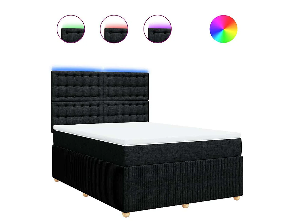 Boxspring met matras stof zwart 140x190 cm