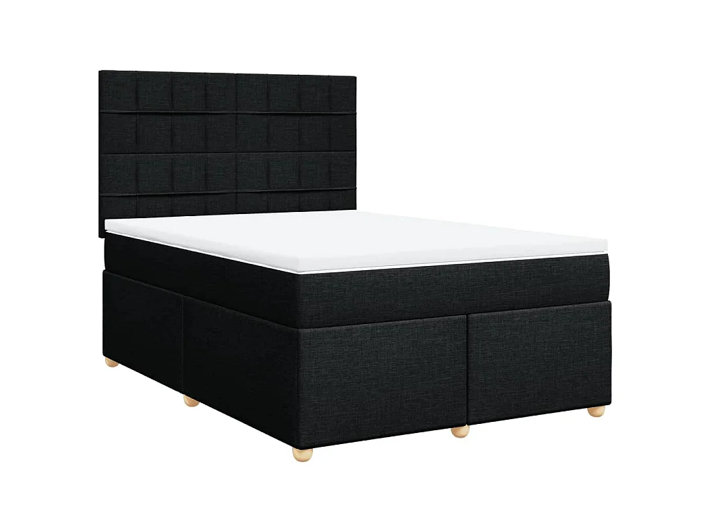 Boxspring met matras stof zwart 140x190 cm