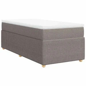 Boxspring met matras stof taupe 80×200 cm