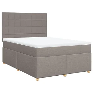 Boxspring met matras stof taupe 140×200 cm