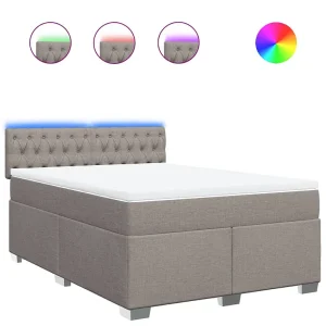 Boxspring met matras stof taupe 140×200 cm Boxspring met matras stof taupe 140×200 cm
