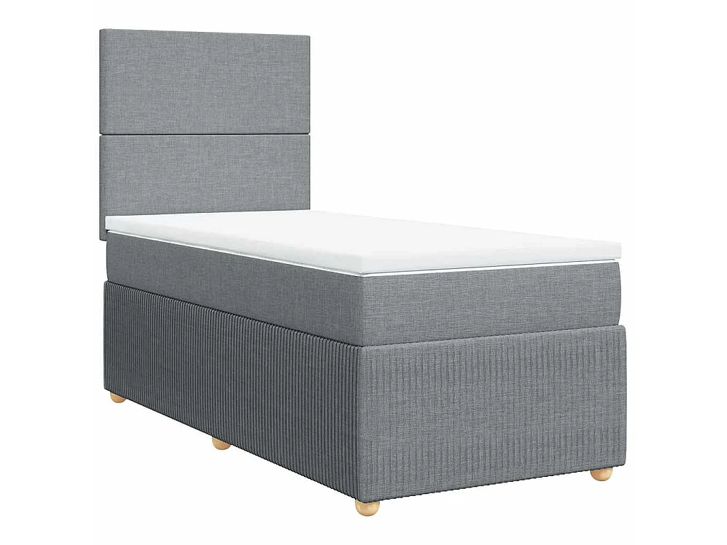 Boxspring met matras stof lichtgrijs 90x190 cm