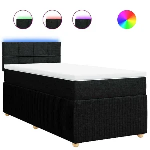Boxspring met matras stof zwart 90×190 cm Boxspring met matras stof zwart 90×190 cm