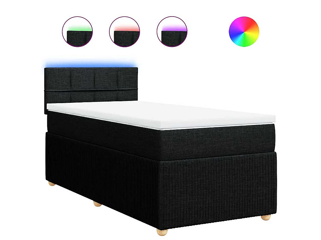 Boxspring met matras stof zwart 90x190 cm
