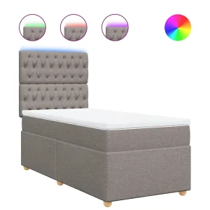 Boxspring met matras stof taupe 90×190 cm Boxspring met matras stof taupe 90×190 cm
