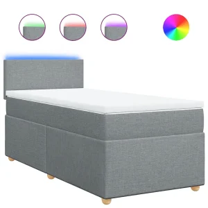 Boxspring met matras stof lichtgrijs 90×200 cm Boxspring met matras stof lichtgrijs 90×200 cm