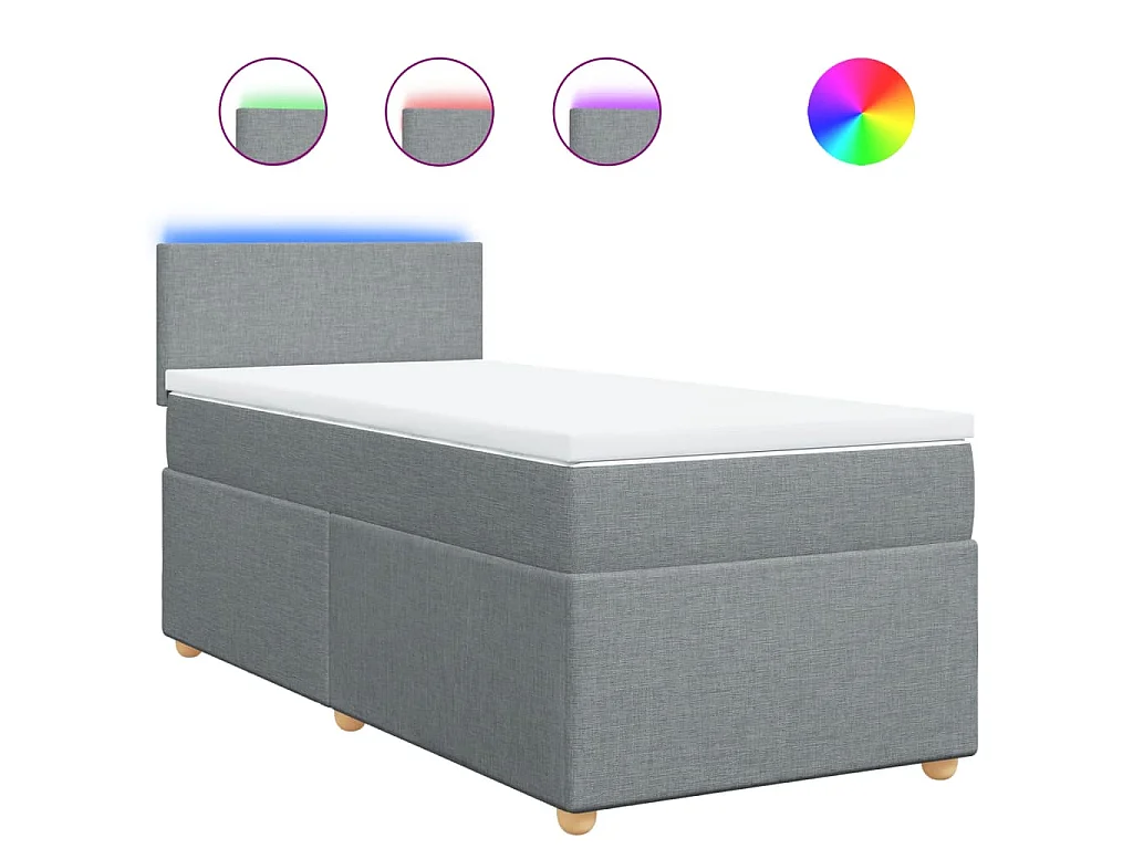 Boxspring met matras stof lichtgrijs 90x200 cm
