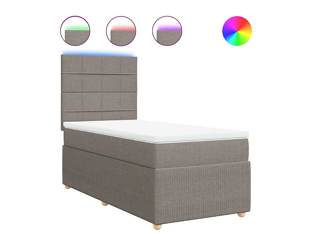 Boxspring met matras stof taupe 90x200 cm