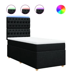 Boxspring met matras stof zwart 90×190 cm Boxspring met matras stof zwart 90×190 cm