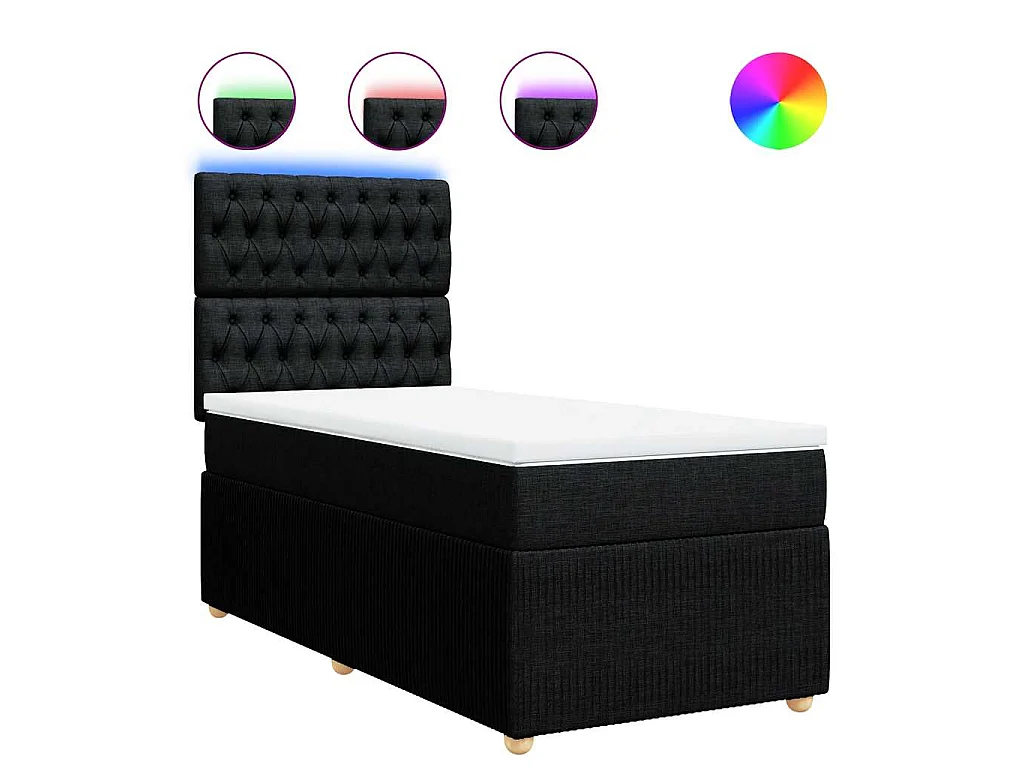 Boxspring met matras stof zwart 100x200 cm