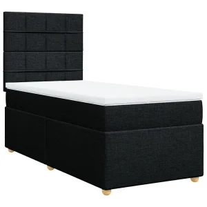 Boxspring met matras stof zwart 90×200 cm Boxspring met matras stof zwart 90×200 cm
