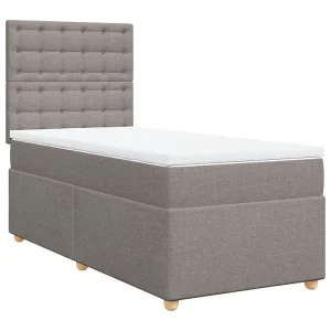 Boxspring met matras stof taupe 100×200 cm