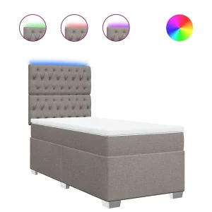 Boxspring met matras stof taupe 100×200 cm
