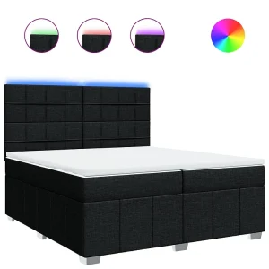 Boxspring met matras stof zwart 200×200 cm