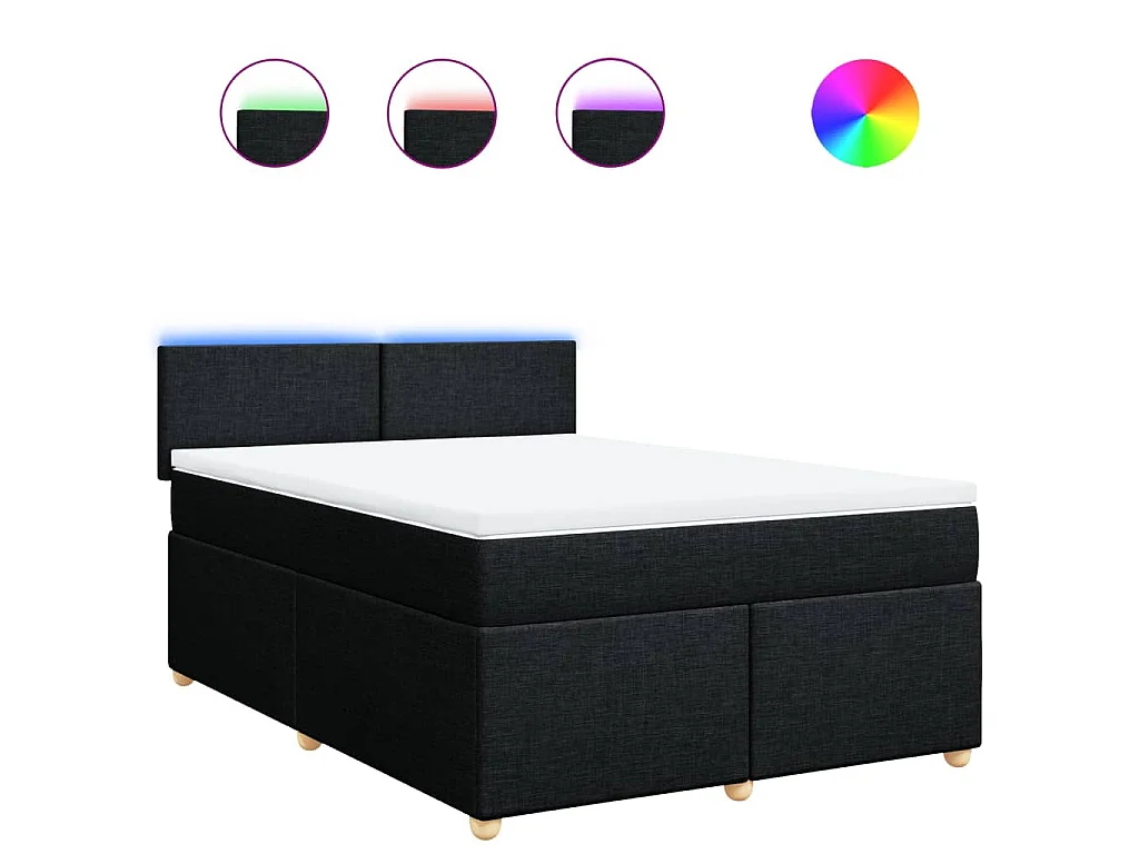 Boxspring met matras stof zwart 140x200 cm