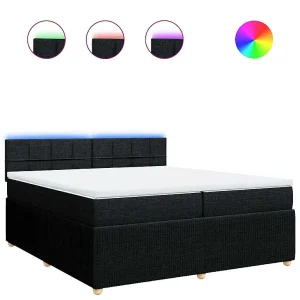 Boxspring met matras stof zwart 200×200 cm