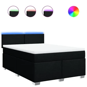 Boxspring met matras stof zwart 160×200 cm Boxspring met matras stof zwart 160×200 cm