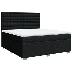 Boxspring met matras stof zwart 200×200 cm