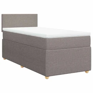 Boxspring met matras stof taupe 100×200 cm