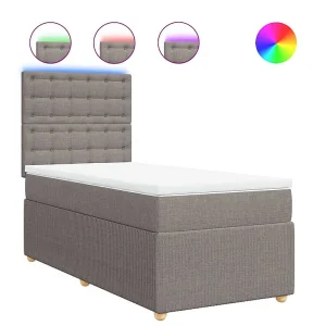 Boxspring met matras stof taupe 80×200 cm