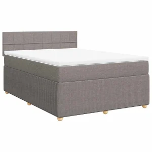Boxspring met matras stof taupe 140×190 cm