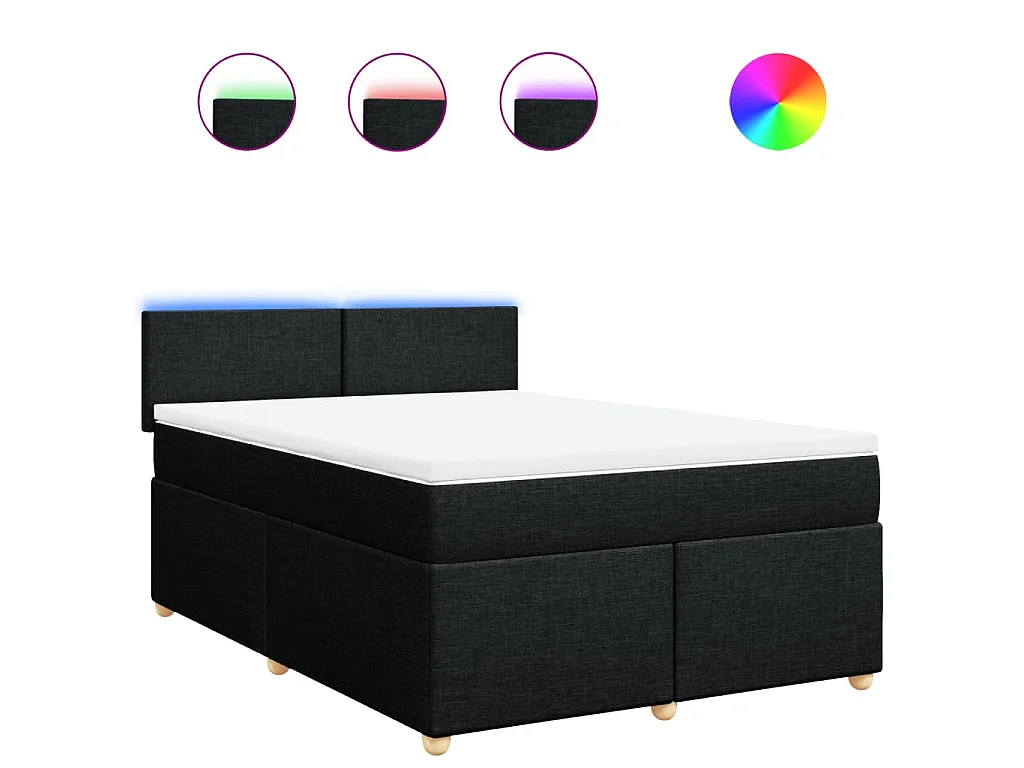 Boxspring met matras stof zwart 140x190 cm