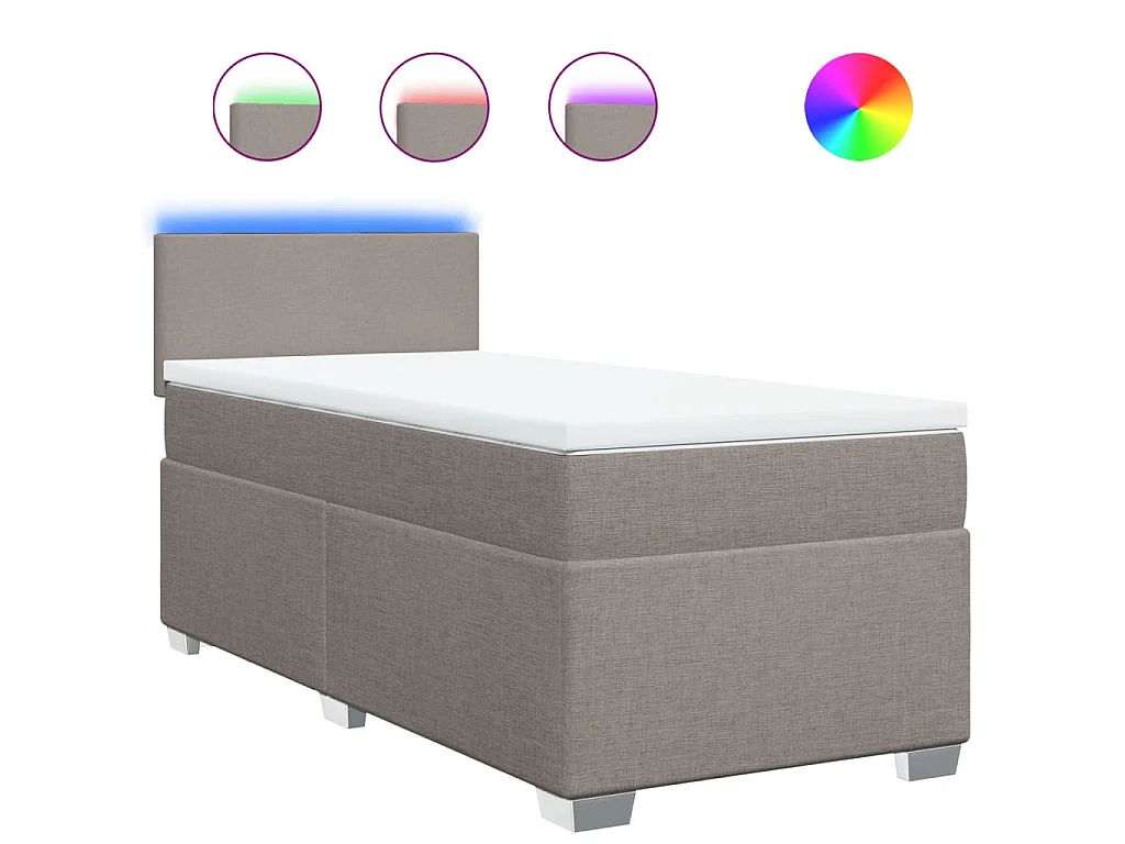Boxspring met matras stof taupe 90x190 cm