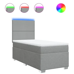 Boxspring met matras stof lichtgrijs 90×190 cm Boxspring met matras stof lichtgrijs 90×190 cm