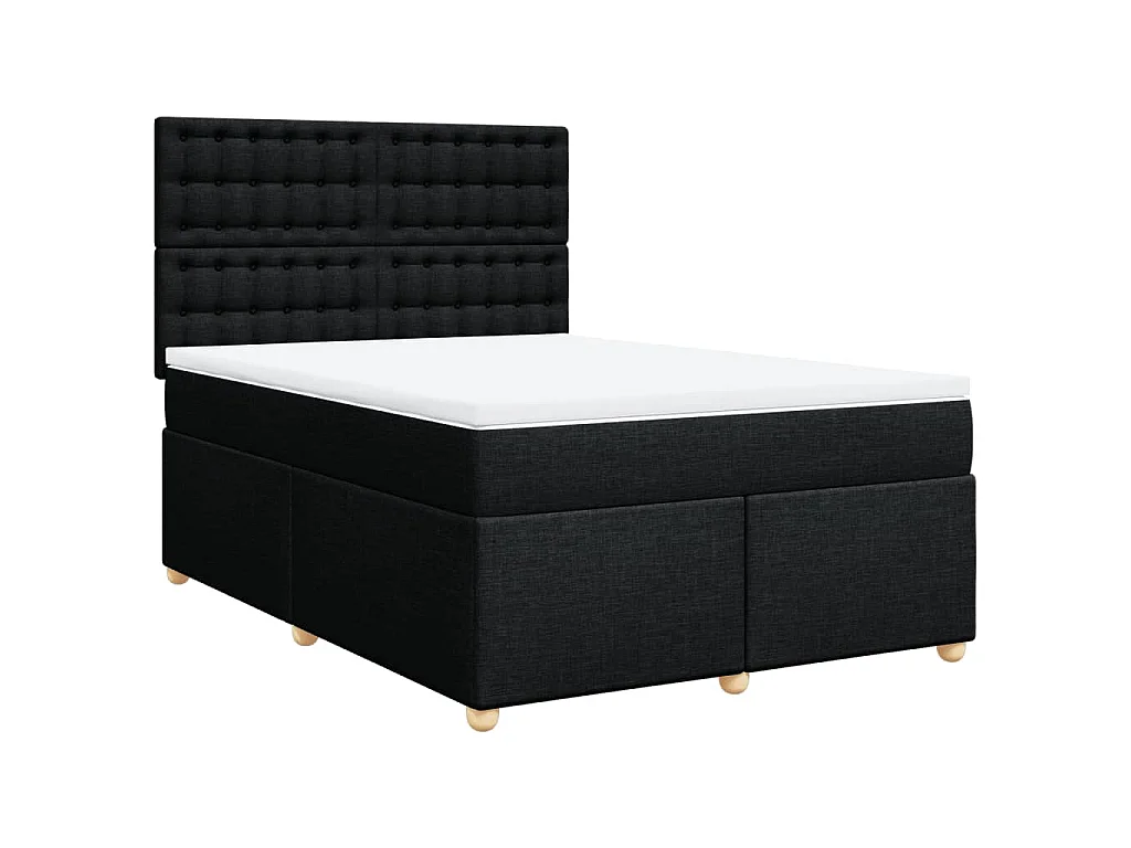 Boxspring met matras stof zwart 160x200 cm