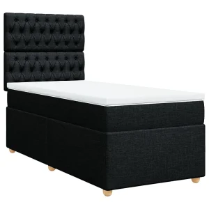 Boxspring met matras stof zwart 90×190 cm Boxspring met matras stof zwart 90×190 cm