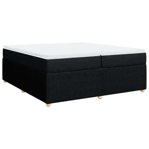 Boxspring met matras stof zwart 200×200 cm