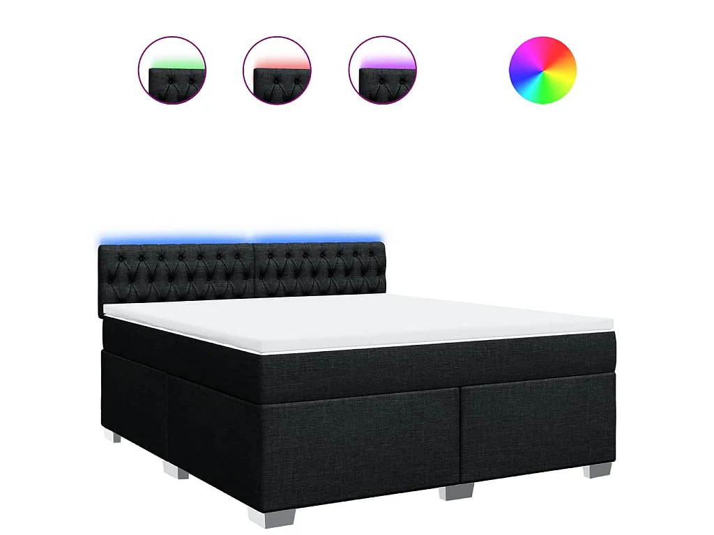 Boxspring met matras stof zwart 180x200 cm