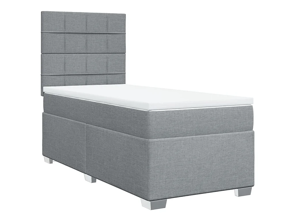 Boxspring met matras stof lichtgrijs 90x190 cm