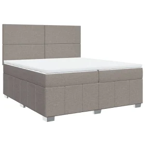 Boxspring met matras stof taupe 200×200 cm Boxspring met matras stof taupe 200×200 cm