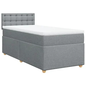 Boxspring met matras stof lichtgrijs 90×200 cm Boxspring met matras stof lichtgrijs 90×200 cm