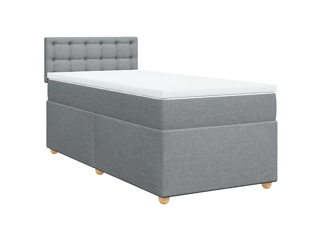 Boxspring met matras stof lichtgrijs 90x200 cm