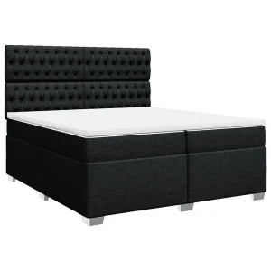 Boxspring met matras stof zwart 200×200 cm Boxspring met matras stof zwart 200×200 cm