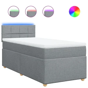 Boxspring met matras stof lichtgrijs 90×200 cm Boxspring met matras stof lichtgrijs 90×200 cm