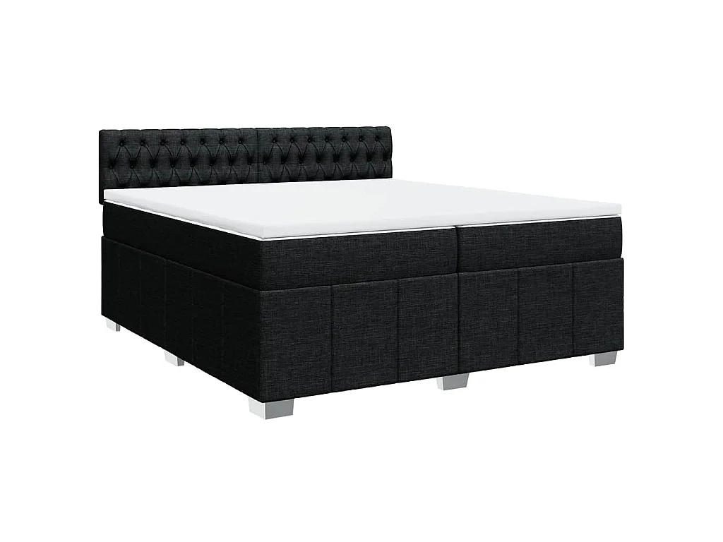 Boxspring met matras stof zwart 200x200 cm