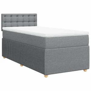 Boxspring met matras stof lichtgrijs 90×200 cm Boxspring met matras stof lichtgrijs 90×200 cm