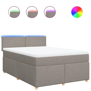 Boxspring met matras stof taupe 140×190 cm