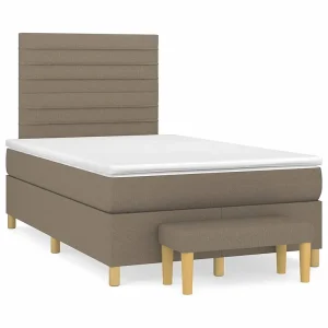Boxspring met matras stof taupe 120×190 cm Boxspring met matras stof taupe 120×190 cm