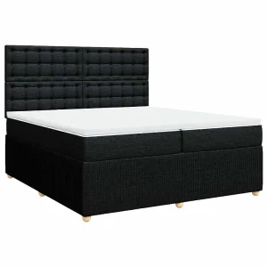 Boxspring met matras stof zwart 200×200 cm Boxspring met matras stof zwart 200×200 cm