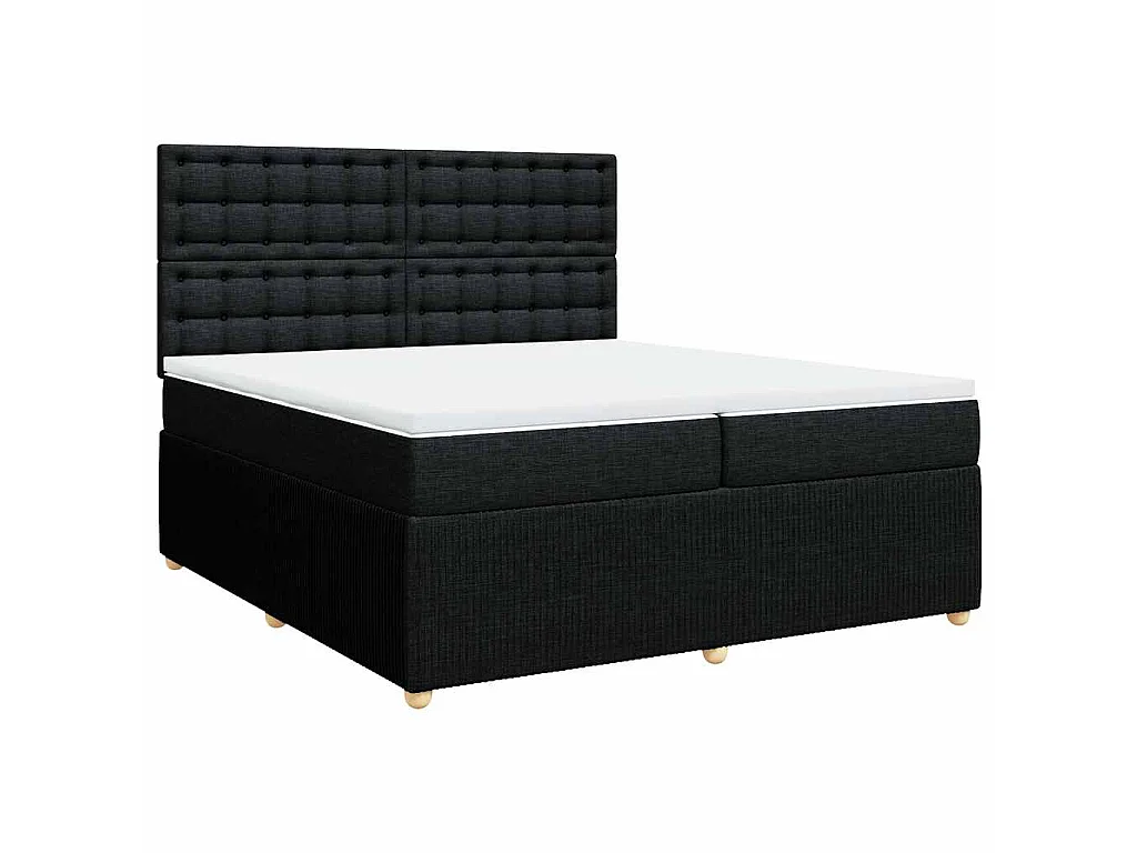 Boxspring met matras stof zwart 200x200 cm